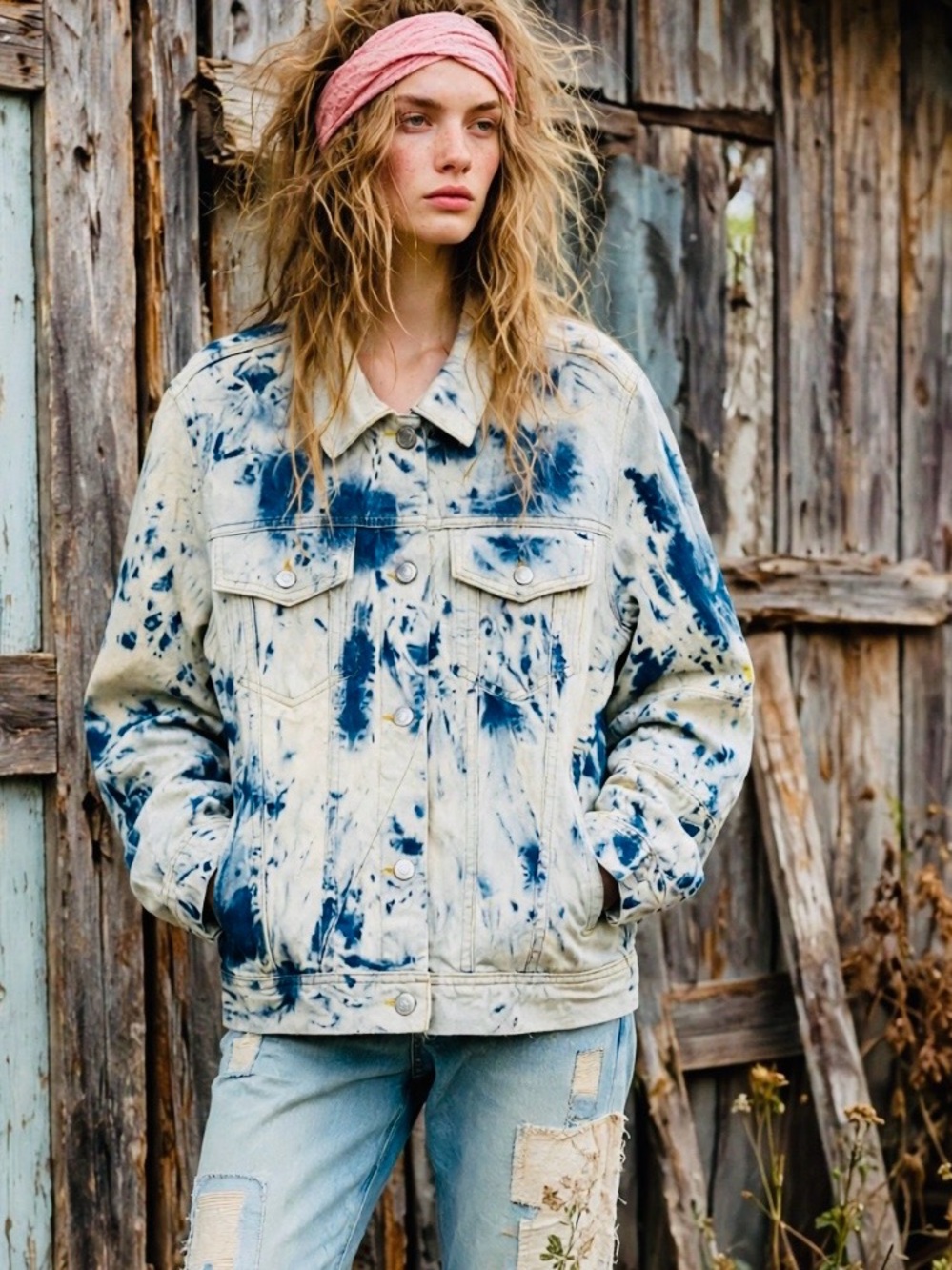 Free People bleach wash Jean jacket